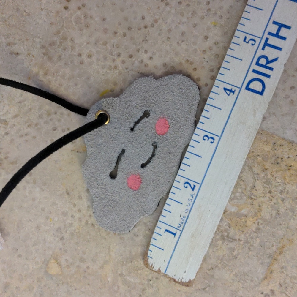 Handmade Genuine Leather Kawaii Happy Cloud Bag Charm Stone Black Pink #03 - Picture 6 of 8